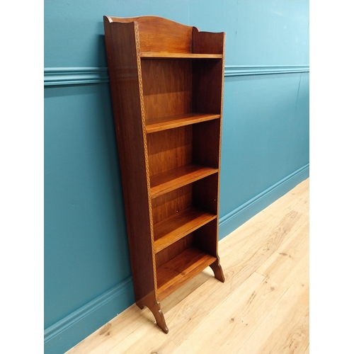 177 - Good quality Edwardian mahogany and satinwood cross banded inlay open floor bookcase raised on splay... 