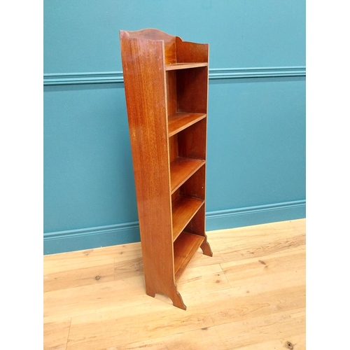 177 - Good quality Edwardian mahogany and satinwood cross banded inlay open floor bookcase raised on splay... 