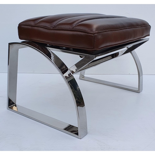 178 - Exceptional quality walnut and chrome lounging armchair and matching footstool in the Art Deco style... 