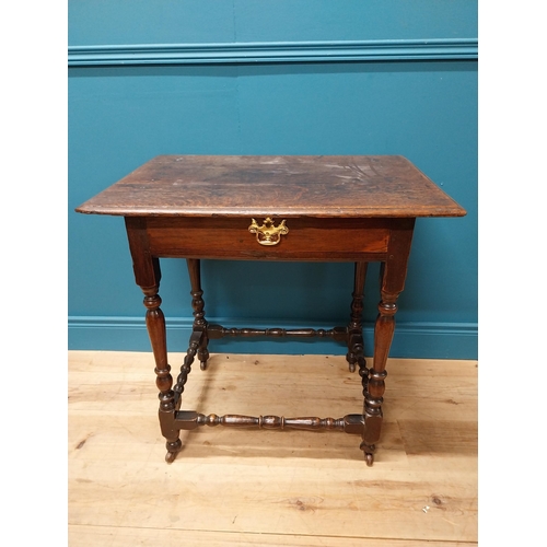 181 - 19th C. oak side table with single drawer raised on turned legs {72 cm H x 73 cm W x 52 cm D}.