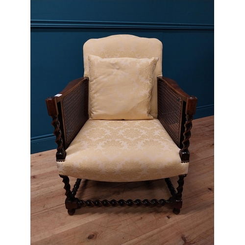 190 - Good quality Edwardian mahogany, Berger and upholstered armchair raised on barley twist legs and str... 