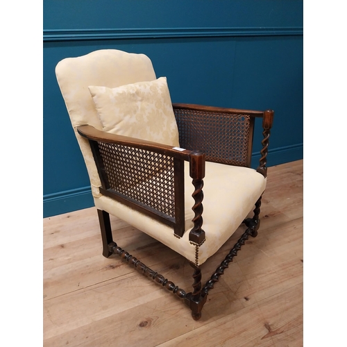 190 - Good quality Edwardian mahogany, Berger and upholstered armchair raised on barley twist legs and str... 