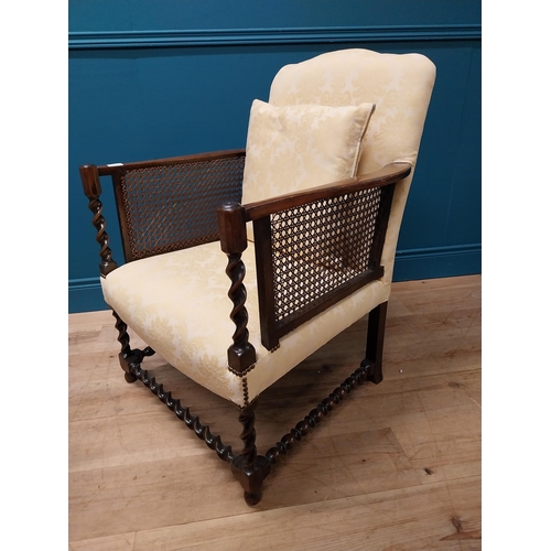 190 - Good quality Edwardian mahogany, Berger and upholstered armchair raised on barley twist legs and str... 