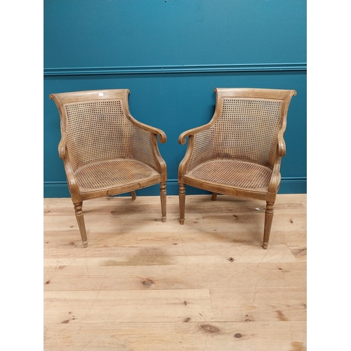 194 - Pair of 19th C. mahogany library chairs with Berger seats raised on reeded legs {87 cm H x 63 cm W x... 