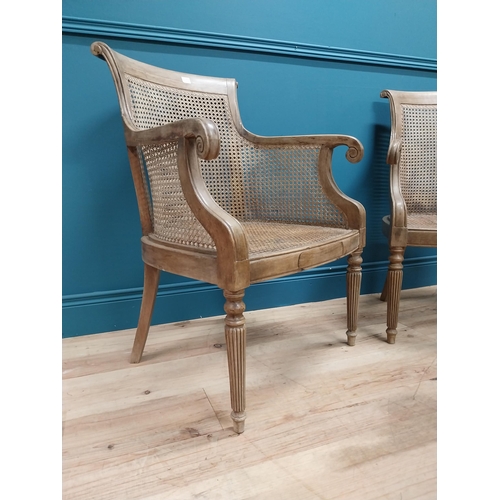 194 - Pair of 19th C. mahogany library chairs with Berger seats raised on reeded legs {87 cm H x 63 cm W x... 