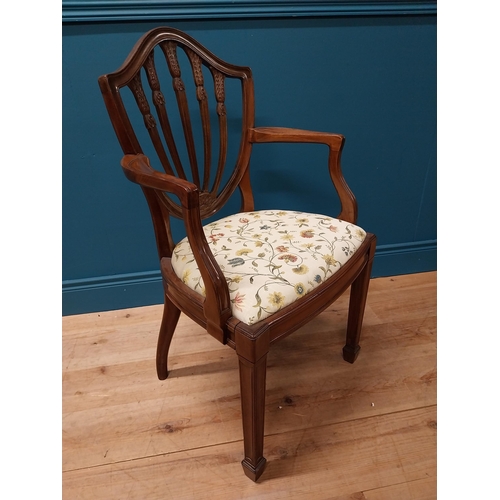 195 - Good quality mahogany open armchair with upholstered seat raised on square tapered legs in the Heppl... 