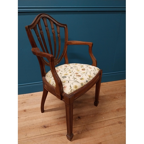 195 - Good quality mahogany open armchair with upholstered seat raised on square tapered legs in the Heppl... 