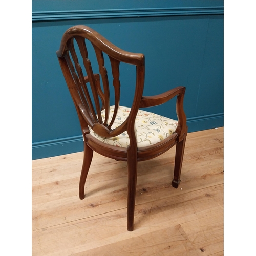 195 - Good quality mahogany open armchair with upholstered seat raised on square tapered legs in the Heppl... 