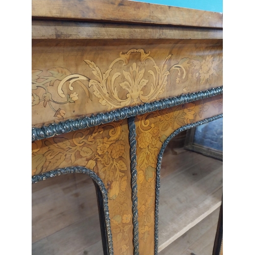 197 - Good quality 19th C. French burr walnut and inlaid side cabinet with ormolu mounts and two glazed do... 