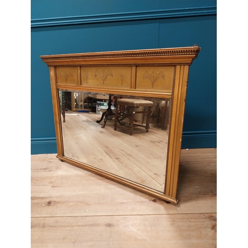 205 - Art Nouveau gilt over mantle mirror {79 cm H x 103 cm W }.