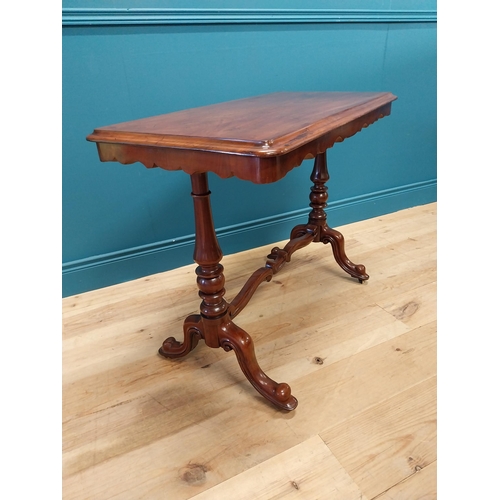 207 - Good quality 19th C. mahogany side table raised on turned legs, single stretcher and four outswept f... 