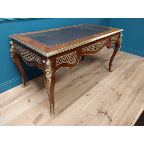 212 - Exceptional quality French kingwood desk with inset leather top and ormolu mounts in the Empire styl... 