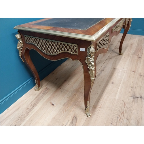 212 - Exceptional quality French kingwood desk with inset leather top and ormolu mounts in the Empire styl... 