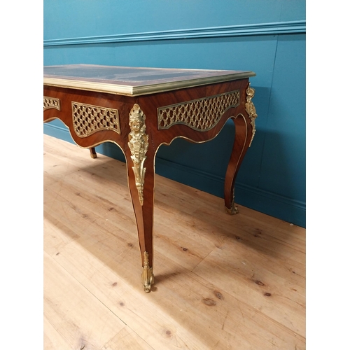 212 - Exceptional quality French kingwood desk with inset leather top and ormolu mounts in the Empire styl... 