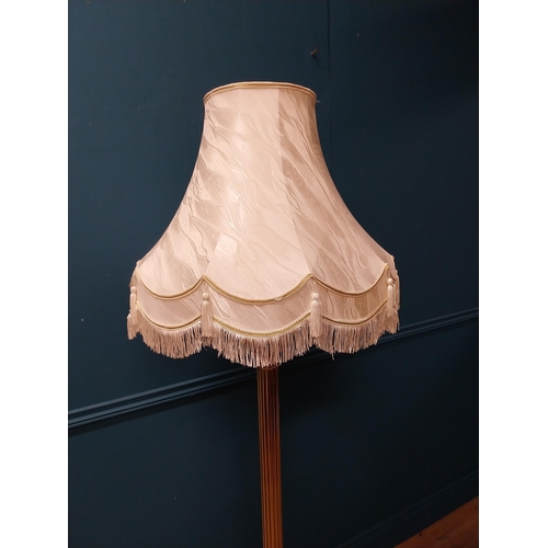 216 - Exceptional quality Edwardian Corinthian column brass standard lamp with cloth shade {176 cm H x 52 ... 