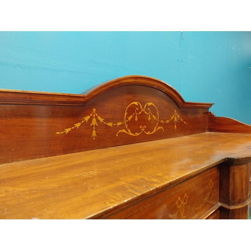 225 - Edwardian mahogany and satinwood inlaid side cabinet with two glazed doors raised on square tapered ... 