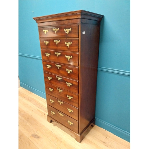 226 - Irish Georgian mahogany tall boy with original brass handles raised on bracket feet {165 cm H x 76 c... 