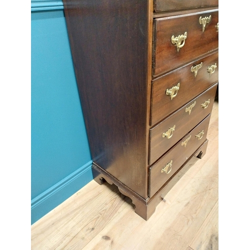 226 - Irish Georgian mahogany tall boy with original brass handles raised on bracket feet {165 cm H x 76 c... 