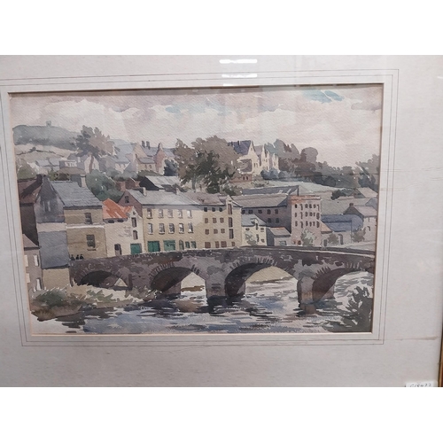 230 - Watercolour depicting Enniskillen bridge mounted in gilt frame {48 cm H x 60 cm W}.