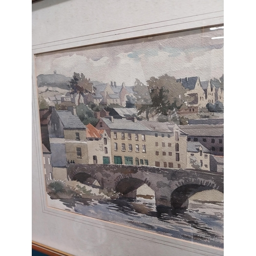 230 - Watercolour depicting Enniskillen bridge mounted in gilt frame {48 cm H x 60 cm W}.