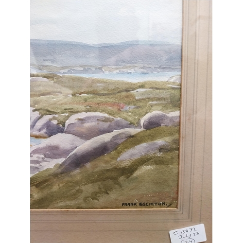 231 - Frank Egginton Coastal scene watercolour mounted in pine frame {53 cm H x 75 cm W}.