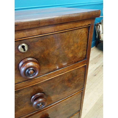 237 - 19th C. flamed mahogany bow fronted chest of drawers with two short drawers over three graduated dra... 