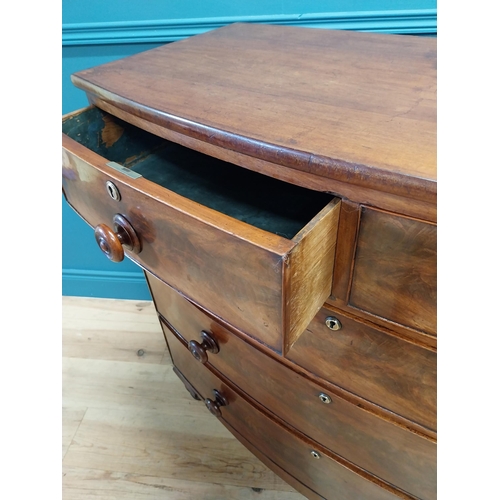 237 - 19th C. flamed mahogany bow fronted chest of drawers with two short drawers over three graduated dra... 