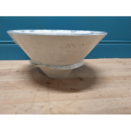 240 - Victorian blue and white ceramic toilet bowl by Ross Murray of Dublin {23 cm H x 40 cm W x 46 cm D}.