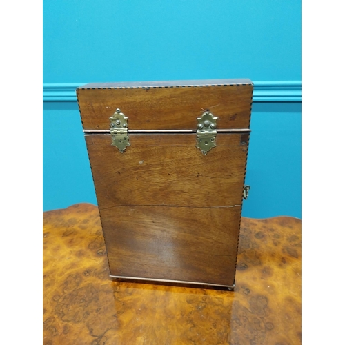 246 - Irish Georgian mahogany and satinwood inlaid letter box {34 cm H x 25 cm W x 20 cm D}.