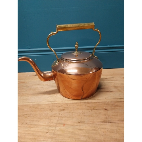 252 - 19th C. copper and brass kettle {28 cm H x 33 cm W x 23 cm D}.