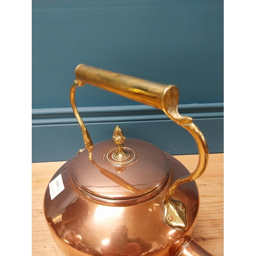 252 - 19th C. copper and brass kettle {28 cm H x 33 cm W x 23 cm D}.