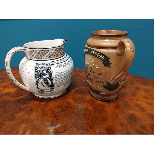 256 - Two commemorative ceramic jugs - General Gordon and Young Duke Venetia {19 cm H x 18 cm W x 14 cm D ... 