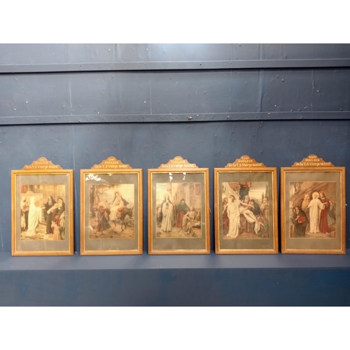 259 - Set of five French stations of the cross {H 70cm x W 45cm}.