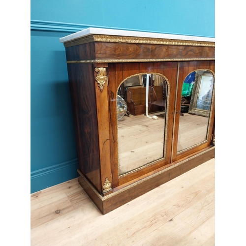 267 - Exceptional quality Regency rosewood and partial gilt side cabinet with marble top and two mirrored ... 