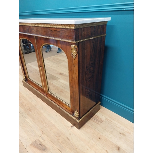 267 - Exceptional quality Regency rosewood and partial gilt side cabinet with marble top and two mirrored ... 