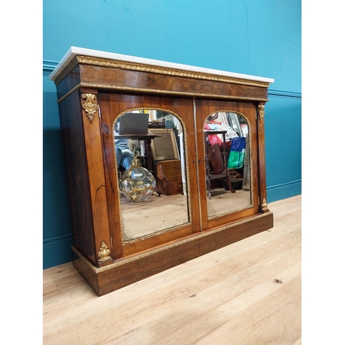 267 - Exceptional quality Regency rosewood and partial gilt side cabinet with marble top and two mirrored ... 