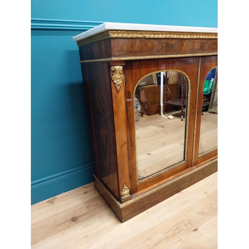 267 - Exceptional quality Regency rosewood and partial gilt side cabinet with marble top and two mirrored ... 