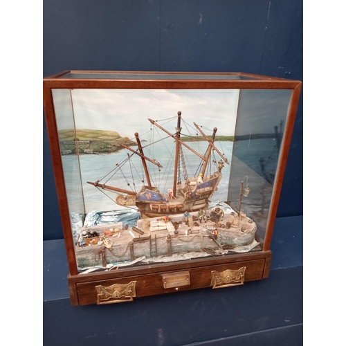 269 - Model tall ship - La Bona Esperenza - in glazed showcase with single drawer {H 61cm x W 56cm x D 34c... 