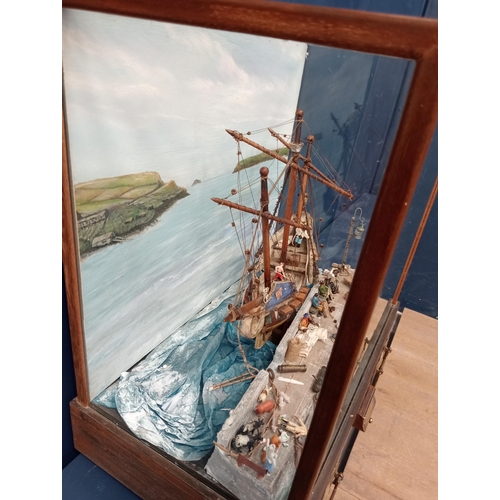 269 - Model tall ship - La Bona Esperenza - in glazed showcase with single drawer {H 61cm x W 56cm x D 34c... 