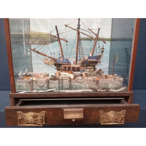 269 - Model tall ship - La Bona Esperenza - in glazed showcase with single drawer {H 61cm x W 56cm x D 34c... 