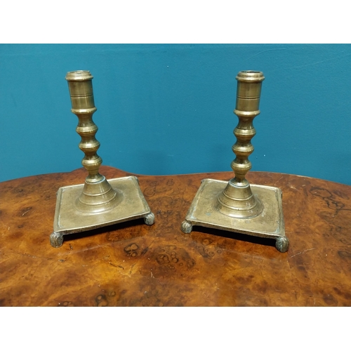 272 - Pair of early 19th C. bronze candlesticks {16 cm H x 10 cm W x 10 cm D}.