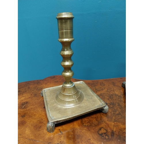 272 - Pair of early 19th C. bronze candlesticks {16 cm H x 10 cm W x 10 cm D}.