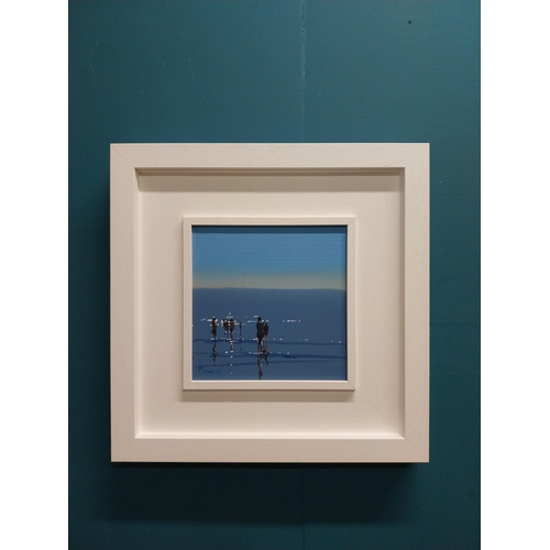 274 - John Morris Shallow Waters oil on board mounted in frame {19 cm H x 19 cm W measurement of picture o... 