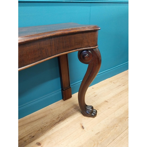 277 - William IV oak serpentine front side table raised on cabriole legs and lions paw feet {80 cm H x 138... 