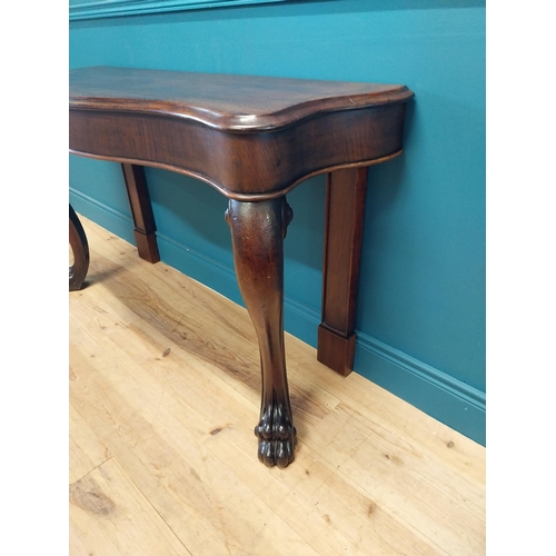 277 - William IV oak serpentine front side table raised on cabriole legs and lions paw feet {80 cm H x 138... 