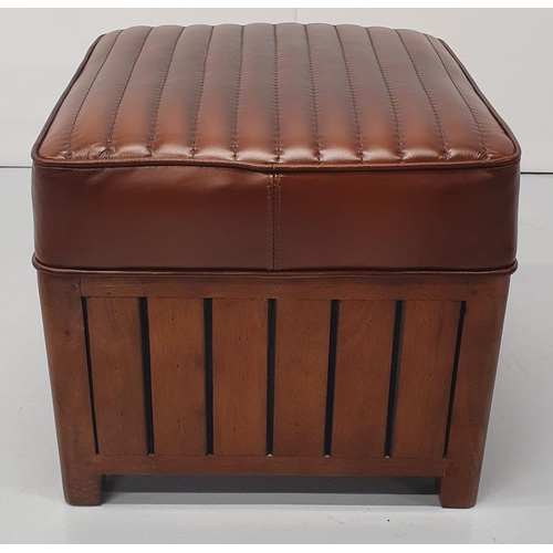 278A - Exceptional quality walnut and hand dyed leather footstool in the Art Deco style {42 cm H x 44 cm W ... 