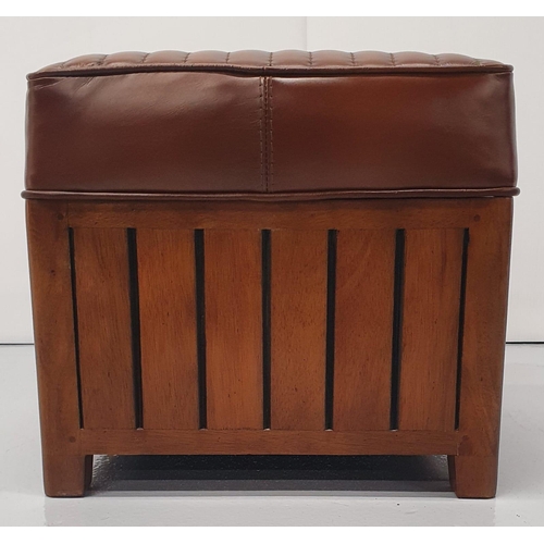 278A - Exceptional quality walnut and hand dyed leather footstool in the Art Deco style {42 cm H x 44 cm W ... 