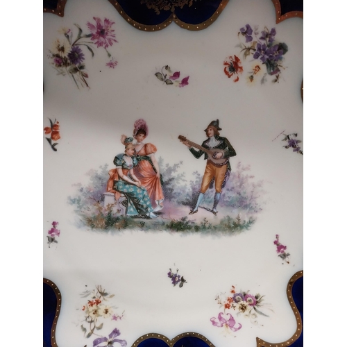 281 - Pair of early 20th C. hand painted Austrian chargers decorated with Musical and Picnic scenes {34 cm... 