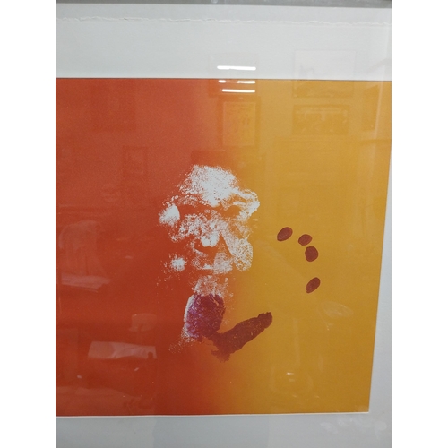 284 - Louis Le Brocquy Head and Hand print coloured etching mounted in frame signed lower left and numbere... 