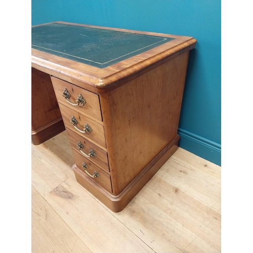 287 - Good quality Victorian mahogany pedestal desk with inset leather top and brass handles {73 cm H x 12... 